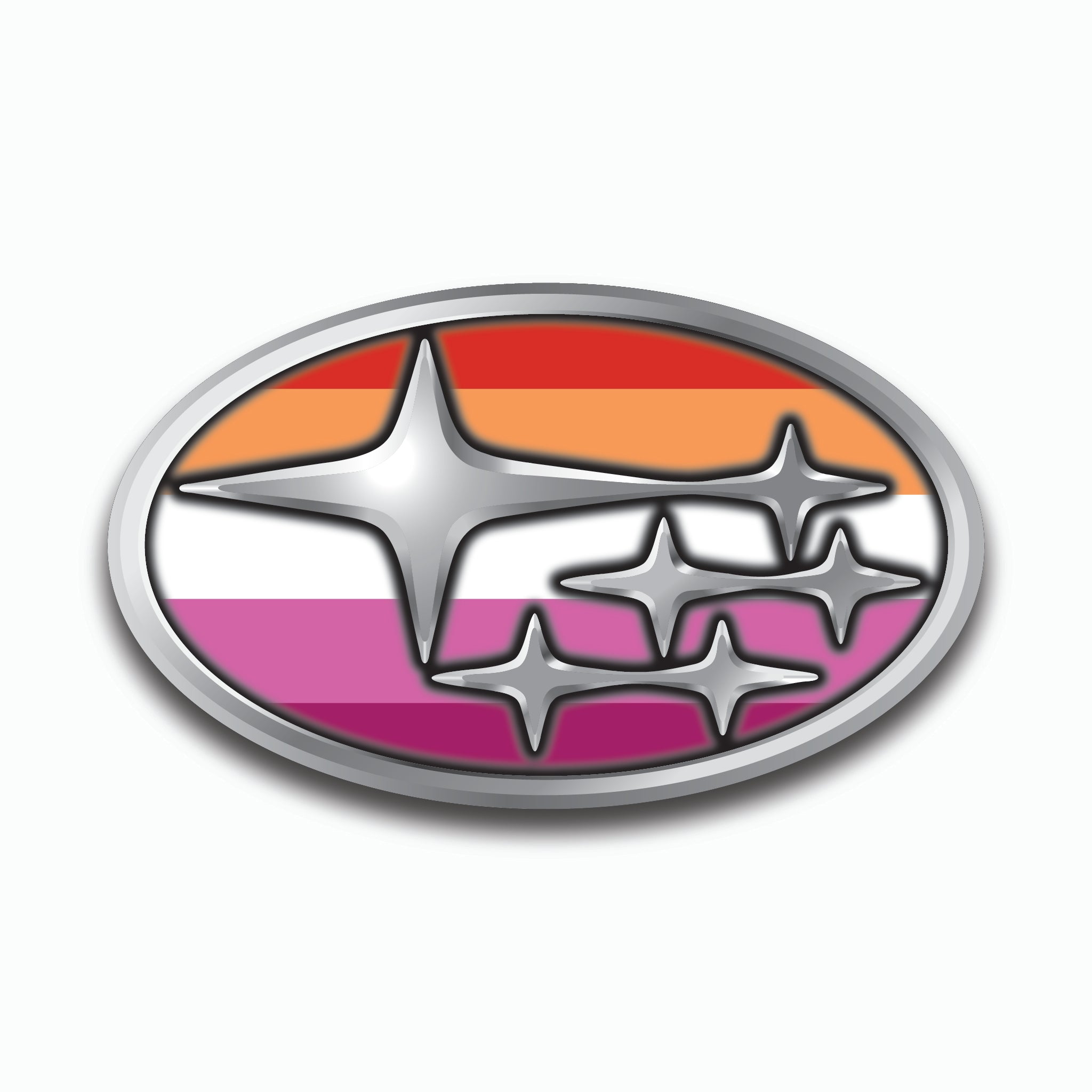 Subaru logo with rainbow colors on a white background