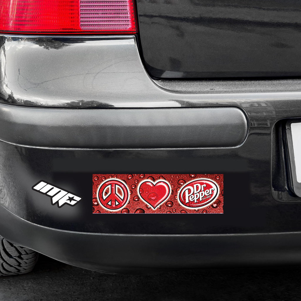 Dr Pepper bumper sticker on a car's rear window