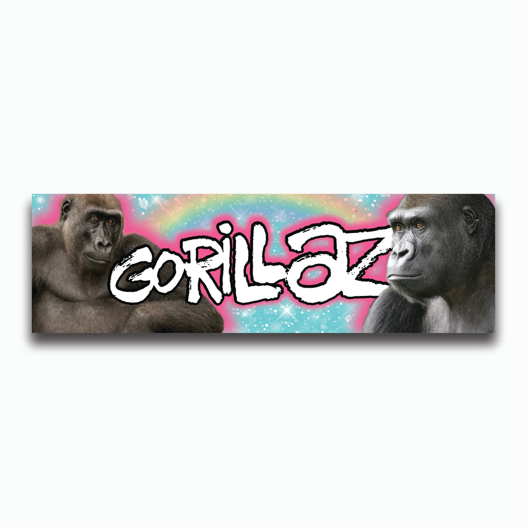 Gorilla-themed product with two gorillas on a colorful background and 'Gorillaz' text.