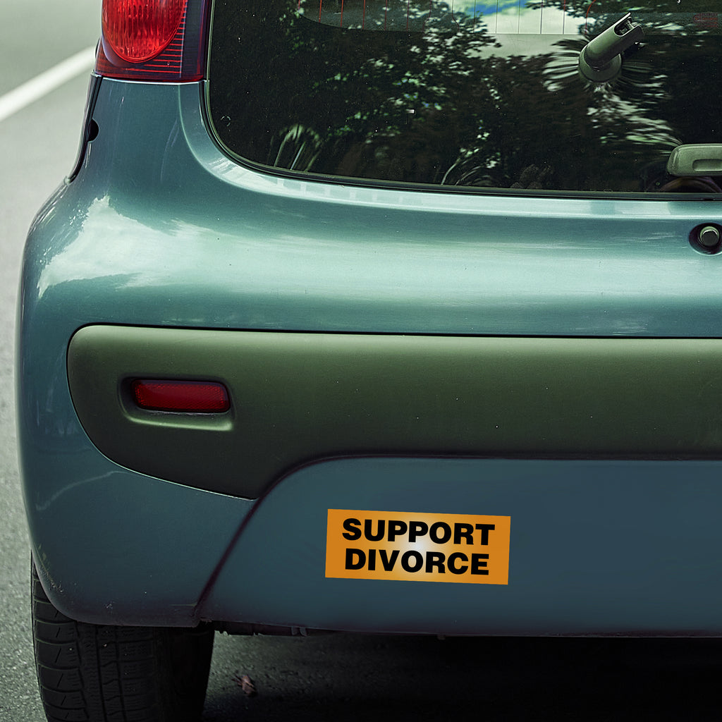 Car with a 'Support Divorce' sticker on the back